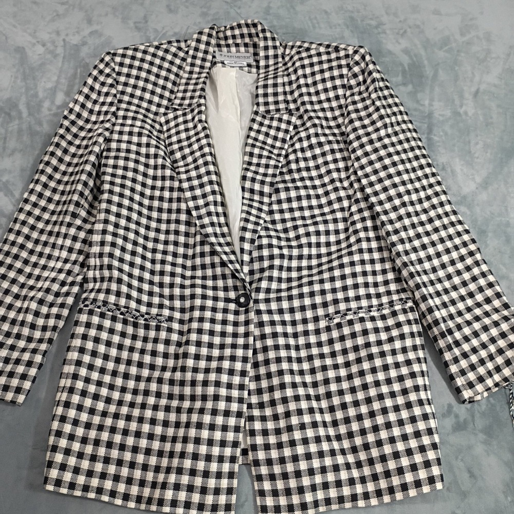 John Meyer of Norwich Gingham Blazer Black White Check Womens Jacket 12